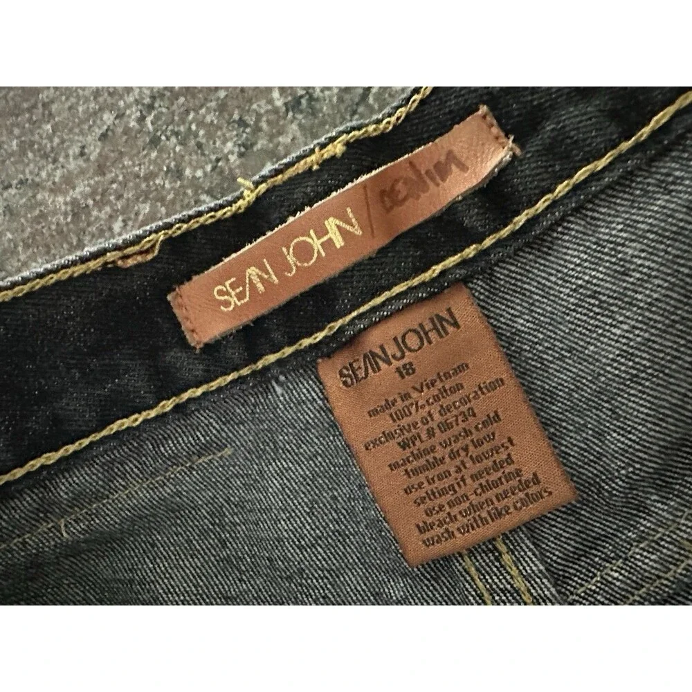 Vintage Y2k BAGGY Sean John Jeans 18 Blue Baggy Wide Leg Hip Hop Skater Womens
